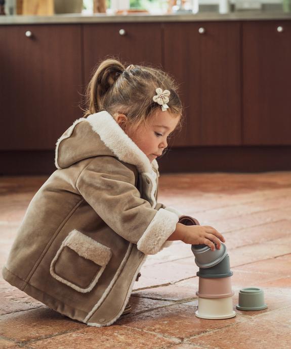 Manteau à capuche en velours doublure chaude bébé fille vue6 - GEMO(BEBE DEBT) - GEMO