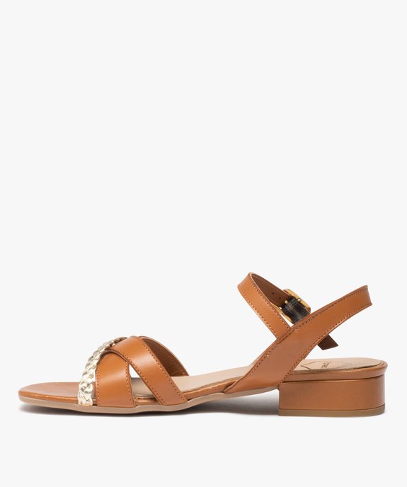 Sandale femme dessus en cuir à petit talon carré - TANEO vue3 - TANEO - GEMO