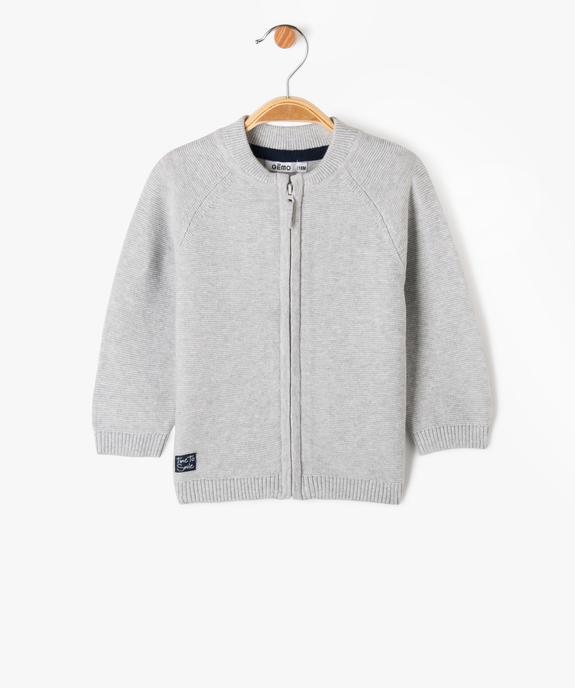 Gilet bébé en maille à fermeture zippée vue1 - GEMO(BEBE DEBT) - GEMO