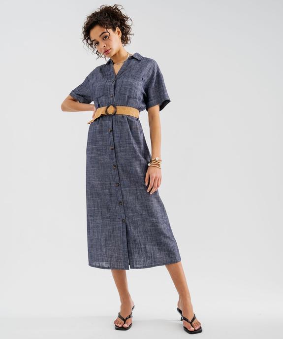 Robe longue chemise à manches courtes femme - LuluCastagnette vue1 - LULUCASTAGNETTE - GEMO