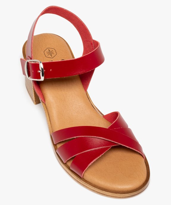 Sandales femme à talon carré avec brides unies  vue5 - GEMO(URBAIN) - GEMO