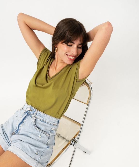 Tee-shirt à manches courtes avec finitions scintillantes femme vue5 - GEMO 4G FEMME - GEMO