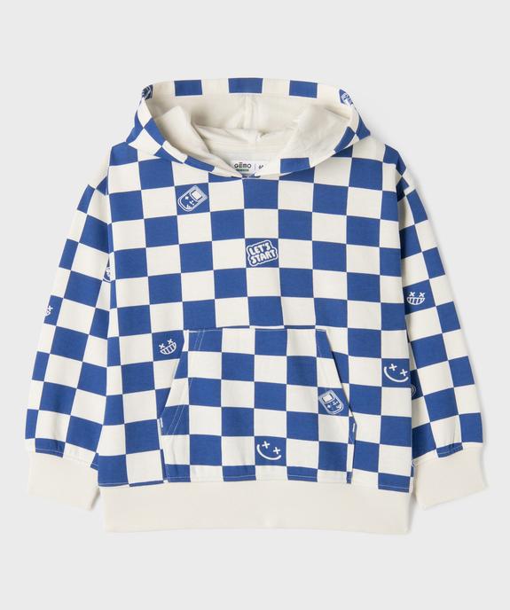 Sweat à capuche à motif damier garçon vue1 - GEMO 4G GARCON - GEMO