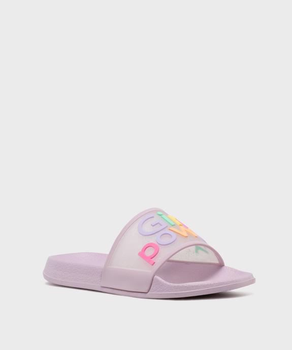 Mules de plage avec inscription multicolore fille vue2 - GEMO (PLAGE) - GEMO