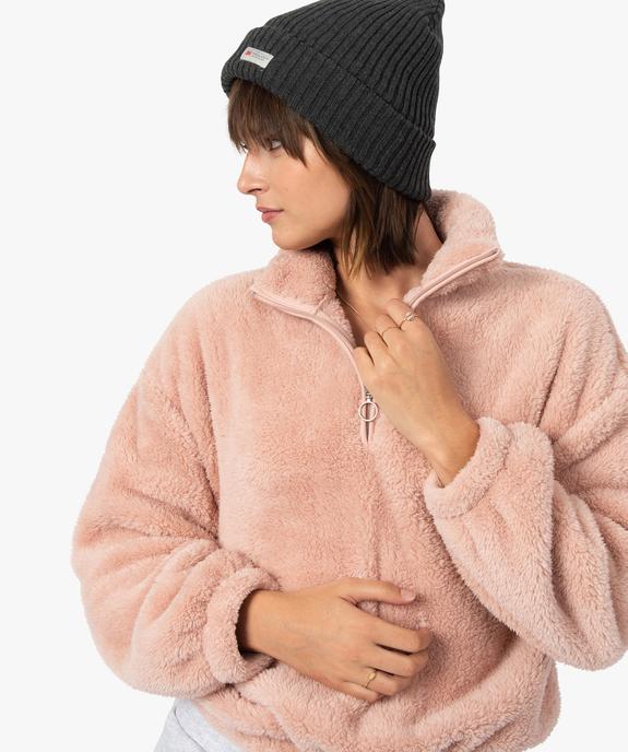 Sweat femme en maille peluche et col camionneur vue2 - GEMO(FEMME PAP) - GEMO