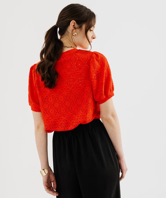 Tee-shirt à manches courtes en maille ajourée femme vue4 - GEMO 4G FEMME - GEMO