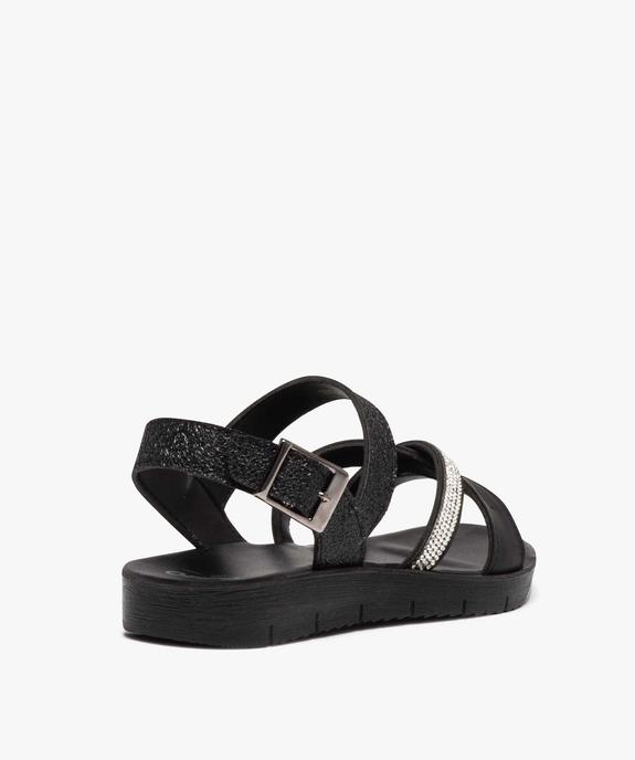 Sandales femme unies à talon plat et à brides contrastées vue4 - GEMO (CASUAL) - GEMO