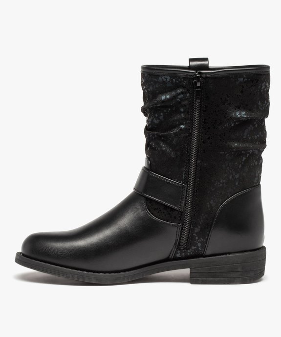 Bottines femme à talon plat style motard détails brillants vue3 - GEMO (CASUAL) - GEMO