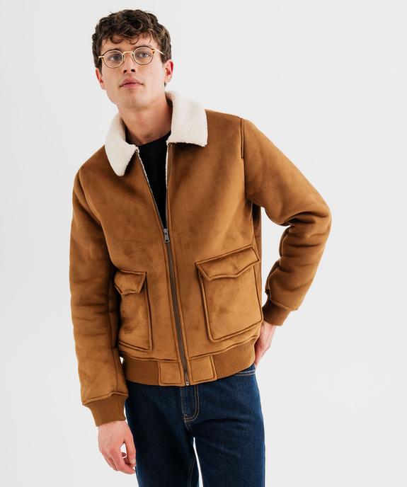 Blouson en suédine avec doublure sherpa homme vue2 - GEMO (HOMME) - GEMO