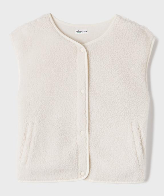 Veste sans manches en sherpa à boutons pression fille vue3 - GEMO 4G FILLE - GEMO