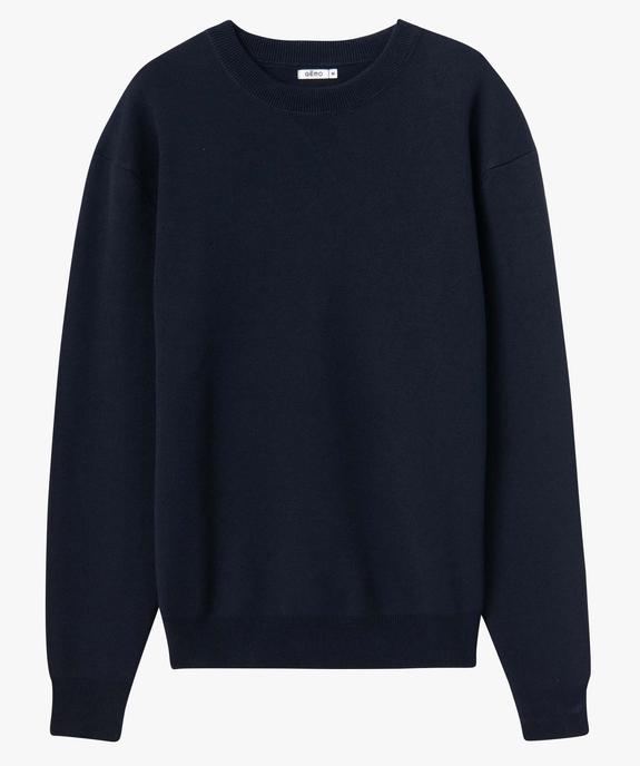 Pull homme à col rond en maille unie vue4 - GEMO (HOMME) - GEMO