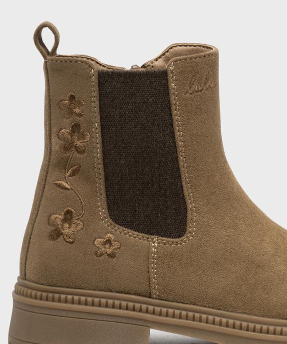 Boots Chelsea zippées en suédine et semelle crantée fille - LuluCastagnette vue6 - LULUCASTAGNETTE - GEMO
