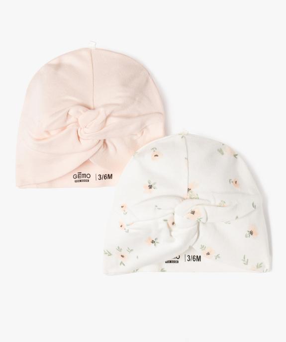 Bonnet naissance en jersey effet noué (lot de 2) vue1 - GEMO 4G BEBE - GEMO