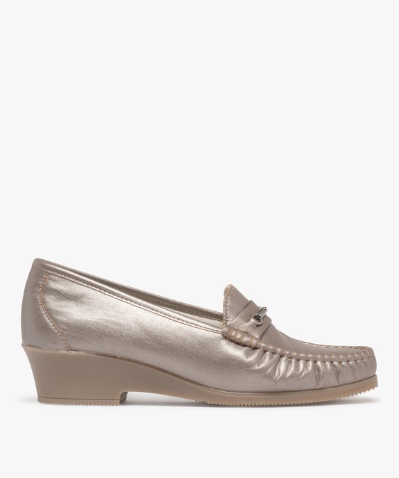 Mocassins femme confort dessus en cuir uni et à talon épais vue1 - G'FLEX - GEMO