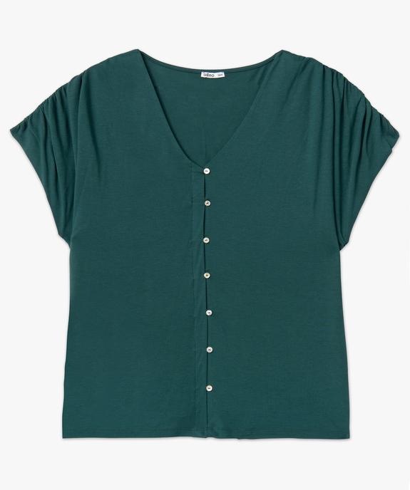 Tee-shirt femme grande taille à col V et boutons fantaisie vue4 - GEMO (G TAILLE) - GEMO