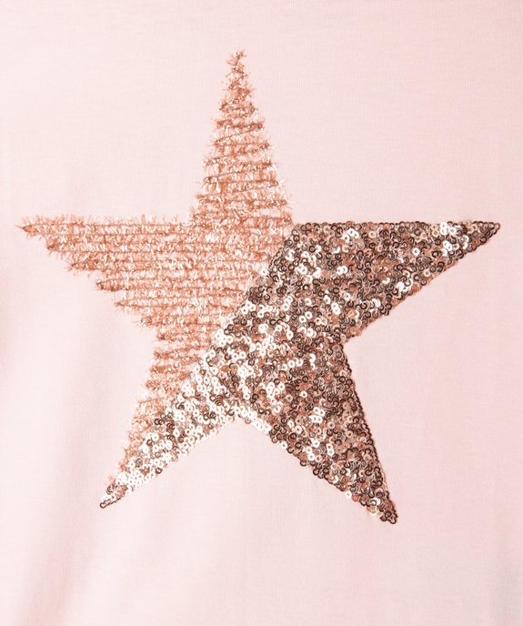 Tee-shirt fille à manches courtes et motif brillant vue2 - GEMO (ENFANT) - GEMO