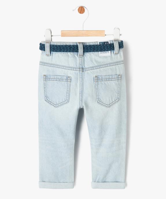 Jean délavé avec ceinture tressée bébé garçon - LuluCastagnette vue4 - LULUCASTAGNETTE - GEMO