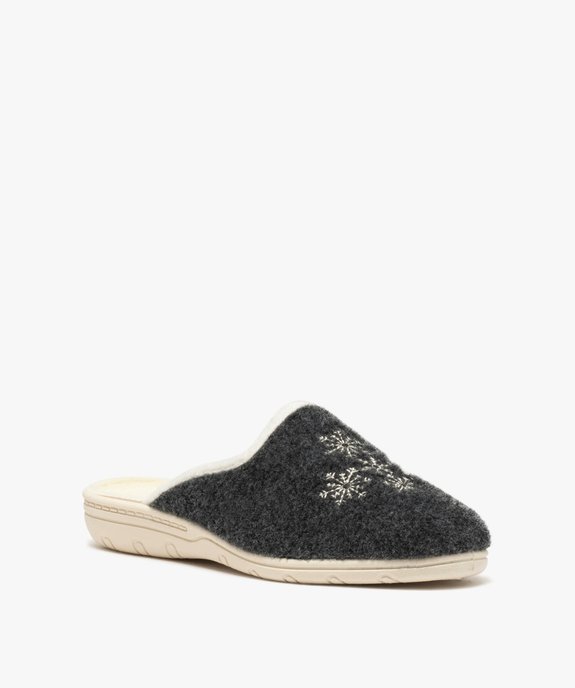 Chaussons femme mules confort avec dessus brodé vue2 - GEMO(HOMWR FEM) - GEMO