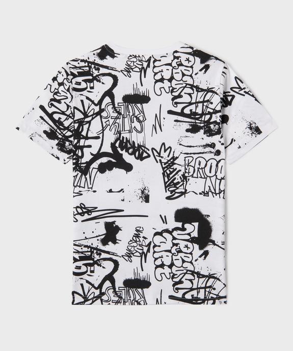 Tee-shirt manches courtes à motifs graffiti garçon vue3 - GEMO 4G GARCON - GEMO