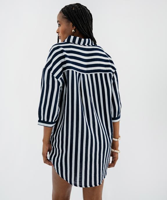 Chemise de plage en gaze de coton rayée femme - LuluCastagnette vue3 - LULU CASTAGNETTE G4G D - GEMO
