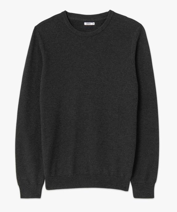 Pull homme uni en maille fantaisie  vue4 - GEMO (HOMME) - GEMO