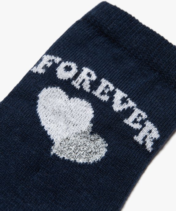 Chaussettes filles tige haute à motifs coeurs (lot de 3) vue2 - GEMO (ENFANT) - GEMO