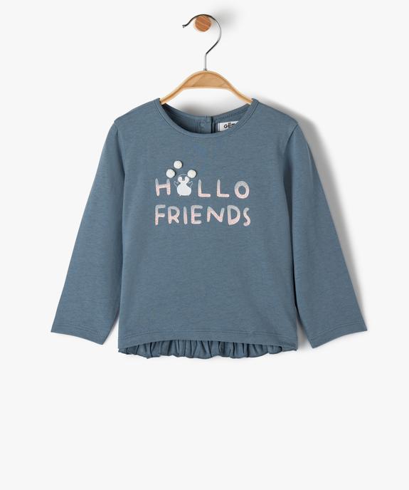 Tee-shirt bébé fille avec inscription en relief sur l’avant vue1 - GEMO(BEBE DEBT) - GEMO
