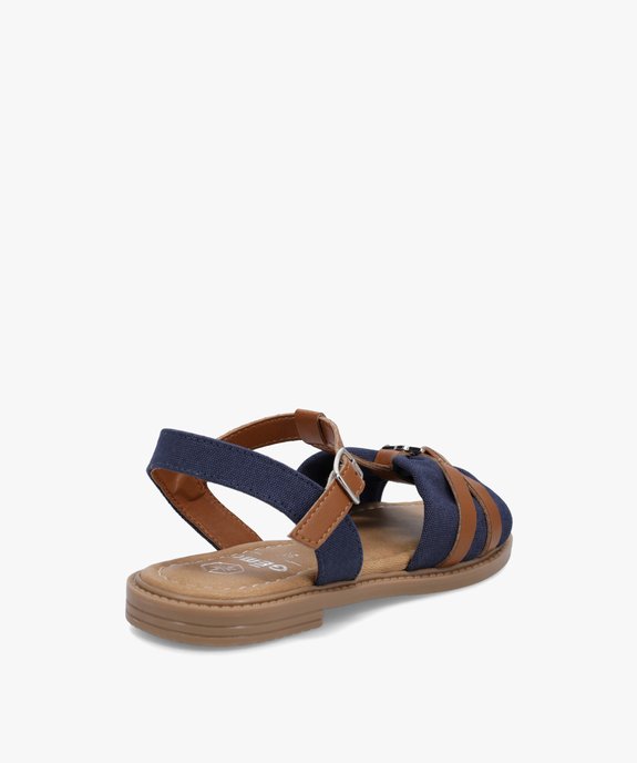 Sandales fille à brides en toile et matière lisse vue4 - GEMO (ENFANT) - GEMO