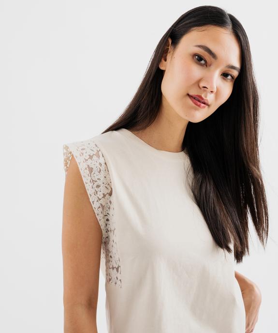 Tee-shirt sans manches avec emmanchures en dentelle femme vue2 - GEMO(FEMME PAP) - GEMO