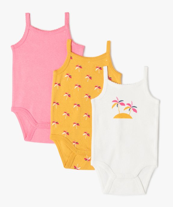 Body bébé à bretelles et motifs 100% coton biologique (lot de 3) vue1 - GEMO 4G BEBE - GEMO