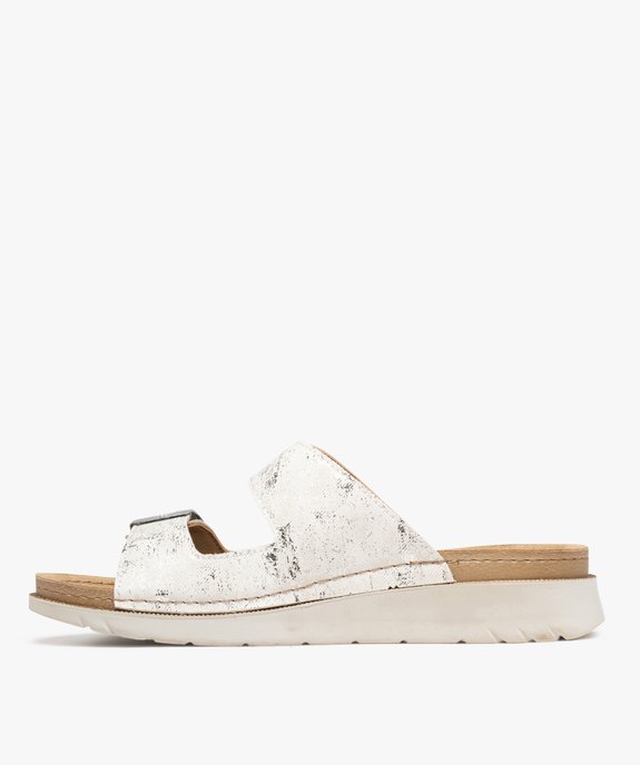 Mules à talon compensé, brides pailletées et semelle intérieure cuir femme vue3 - VALENTINA BALDA - GEMO