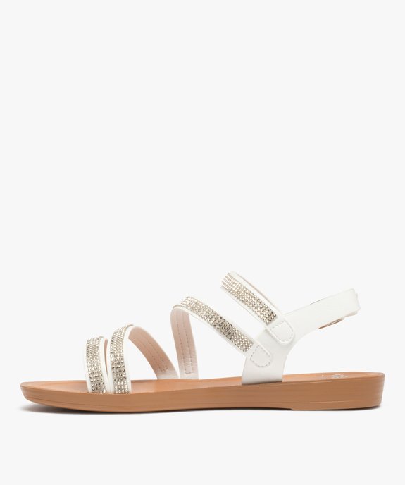 Sandales femme plates à brides strass unies vue3 - GEMO (CASUAL) - GEMO