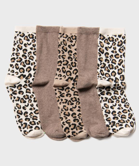 Chaussettes tige haute motif animalier femme (lot de 5 paires) vue1 - GEMO 4G FEMME - GEMO