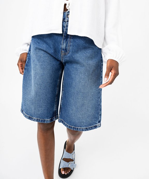 Bermuda en jean coupe large femme vue2 - GEMO(FEMME PAP) - GEMO