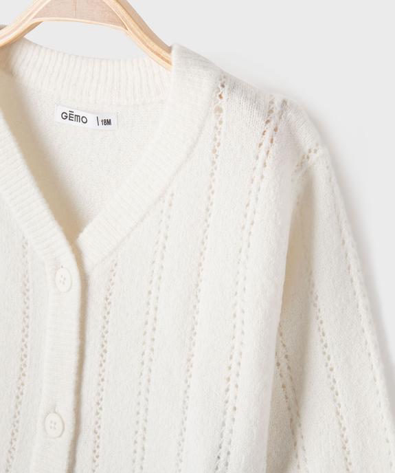 Gilet col V en maille ajourée bébé fille vue2 - GEMO(BEBE DEBT) - GEMO
