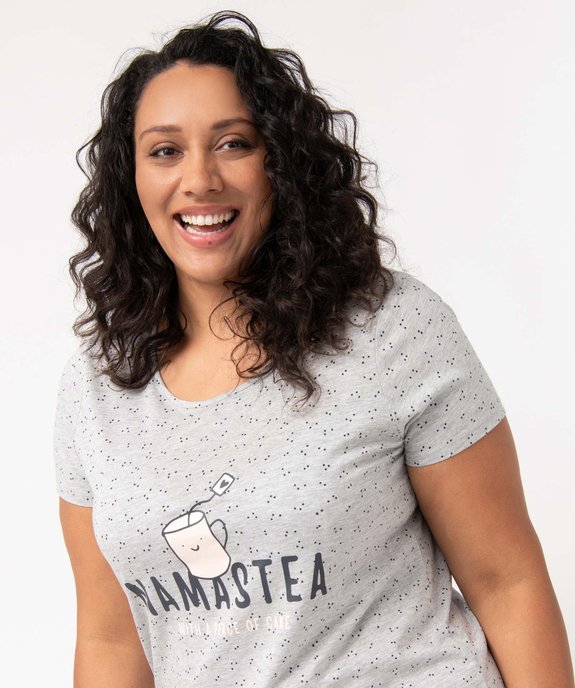 Chemise de nuit à manches courtes avec motifs femme grande taille vue2 - GEMO 4G FEMME - GEMO