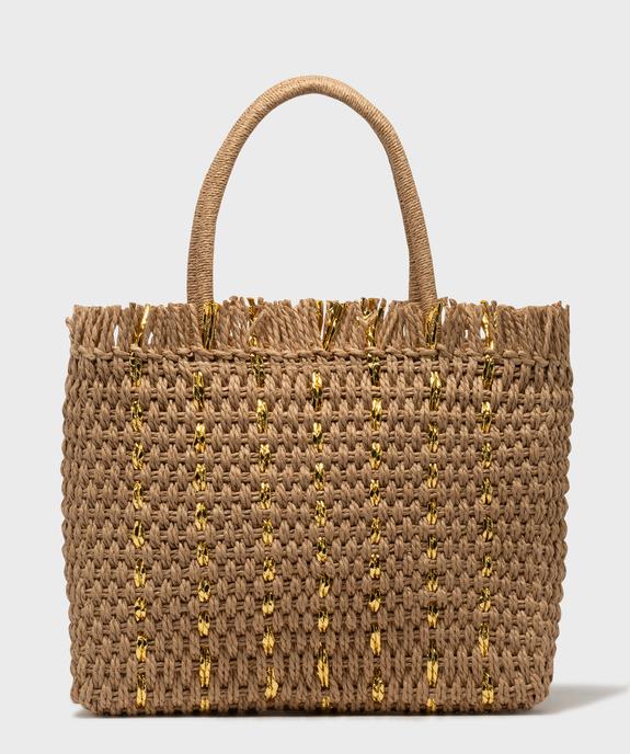 Sac cabas en paille de papier tressé et doré femme vue1 - GEMO (ACCESS) - GEMO
