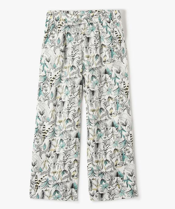 Pantalon fille imprimé avec taille élastiquée et ceinture à nouer vue1 - GEMO (JUNIOR) - GEMO
