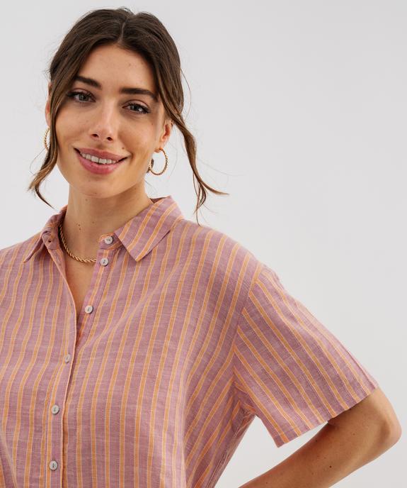 Chemise manches courtes coupe courte en coton et viscose femme  vue2 - GEMO(FEMME PAP) - GEMO