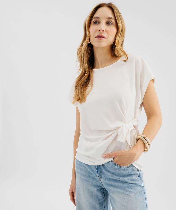 Tee-shirt manches courtes en maille souple et extensible femme vue1 - GEMO 4G FEMME - GEMO