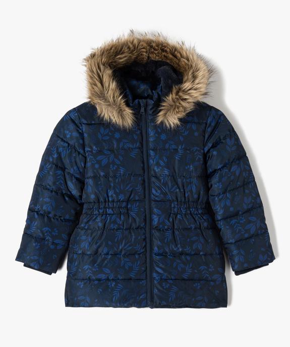 Parka fille fleurie à capuche doublée fourrure imitation vue1 - GEMO 4G FILLE - GEMO