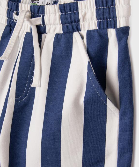 Bermuda rayé en maille French Terry avec taille ajustable garçon vue2 - GEMO (ENFANT) - GEMO