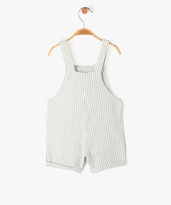 Salopette courte à rayures en lin et viscose bébé garçon vue3 - GEMO 4G BEBE - GEMO