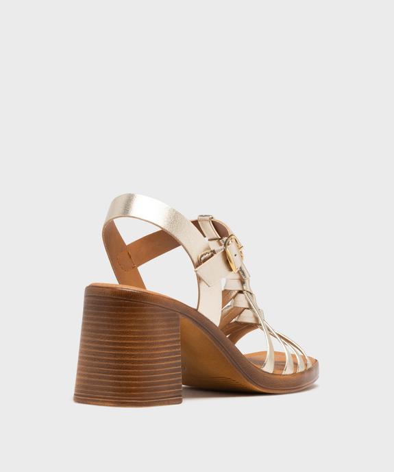 Sandales à talon flare et brides métallisées femme vue4 - FOLLOW ME - GEMO