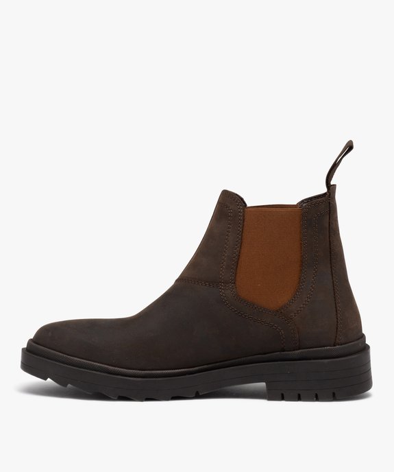 Boots homme style Chelsea dessus en cuir suédé uni vue4 - GEMO (CASUAL) - GEMO