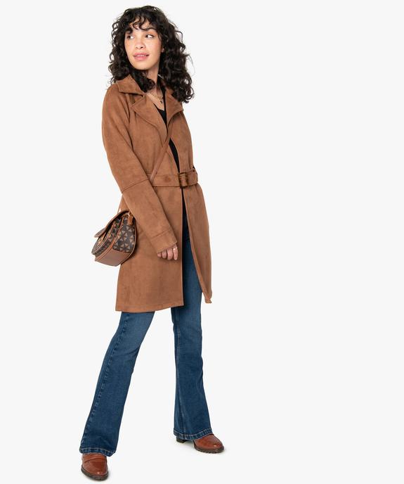 Manteau trench en suédine avec ceinture femme vue5 - GEMO(FEMME PAP) - GEMO