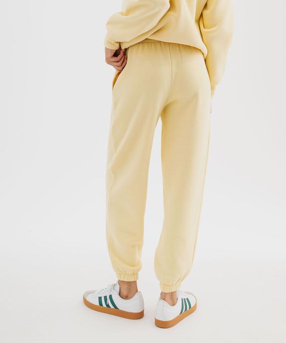 Pantalon de jogging en molleton uni à taille élastiquée femme vue3 - GEMO 4G FEMME - GEMO