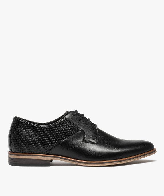 Derbies homme unis en matière lisse avec effet tressé vue2 - GEMO(URBAIN) - GEMO