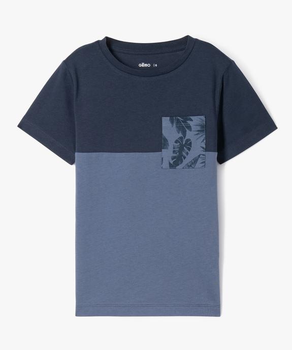 Tee-shirt bicolore à poche garçon vue1 - GEMO (ENFANT) - GEMO