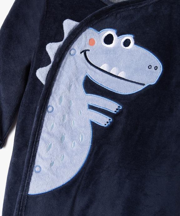 Pyjama bébé en velours imprimé dinosaure à fermeture ventrale vue3 - GEMO(BB COUCHE) - GEMO